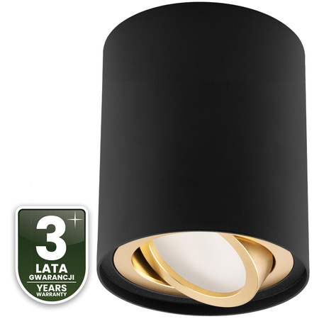 Aufputz HALOGEN Spot Tuba Movable AMAT-M GU10 Rund Schwarz-Gold 84mm LUMILED