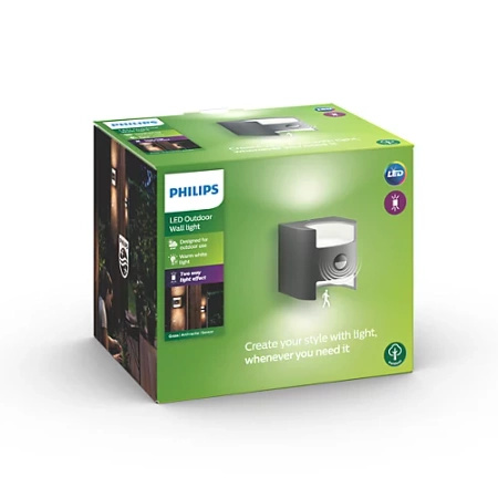 LED-Gartenlampe GRASS IR myGarden Elevation Wandleuchte 4,5W 2700K IP44 Up-Down mit Bewegungssensor Anthrazit PHILIPS