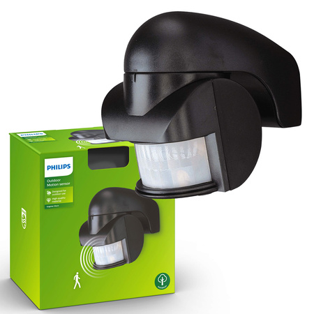 VIRGINIA Aufputz-PIR-Bewegungsmelder IP44 beweglich schwarz PHILIPS