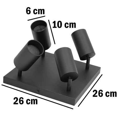 QUALIS SPOT Deckenleuchte Halogenbefestigung 4xGU10 schwarz