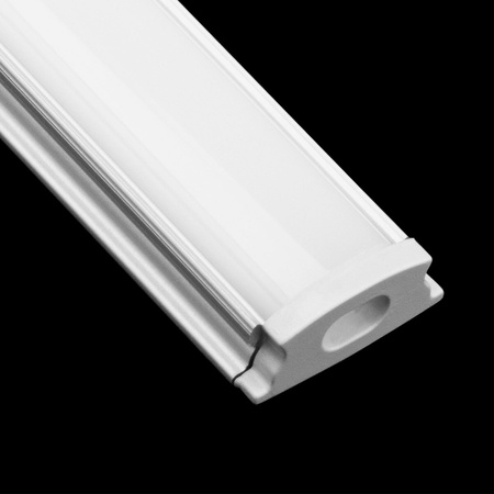 Anodisiertes Aluminium LED-Profil KM24 mit Milchglasabdeckung und Endkappen, 2m Silber LUMILED