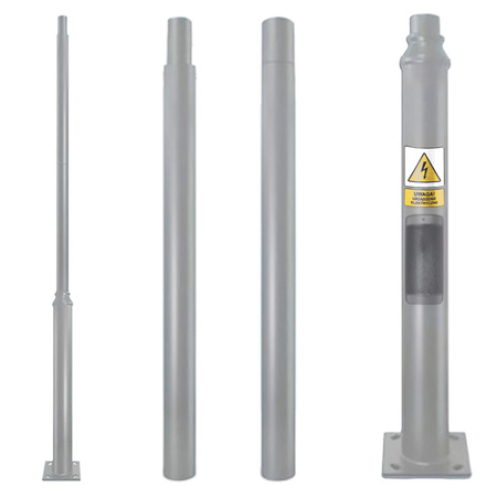 Beleuchtungsmast Klappmast für Straßenlaternen mit Sichtfenster 3m fi60 Grau KOBI
