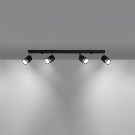 NERO Deckenleuchte 4xGU10 Reflektor Halogen Leuchte Beweglich 81cm Schwarz Chrom SOLLUX