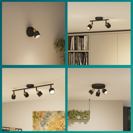 Reflektor-Deckenleuchte 3x GU10 Schwarz-Kupfer Niall Philips