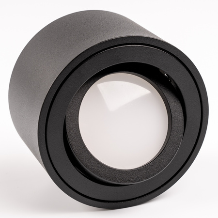 Halogen-Aufbauleuchte, Aufbauspot 50mm Runde Tube Schwarz AMAT-S+LED-Einsatz 5W 3000K LUMILED