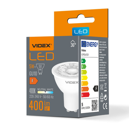 LED Lampen GU10 Reflektor 5W = 50W 400lm 4000K Neutral 36° Videx