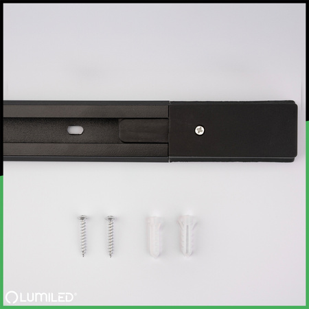 1-Phasen Stromschiene Aluminium, Schiene für Schieneinstrahler 100cm Schwarz LUMILED