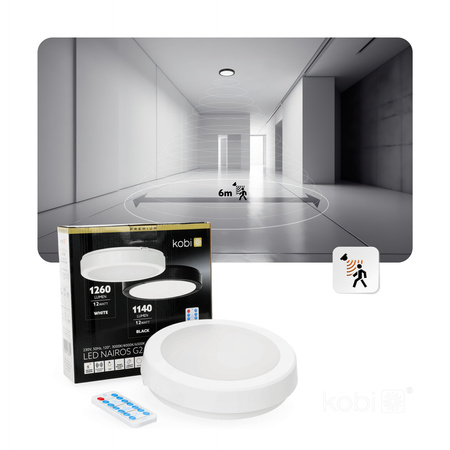 LED-Badezimmerdecke Aufputz 12W 1260lm 4000K 120° mit Bewegungs- und Dämmerungssensor Weiß IP65 Nairos Kobi