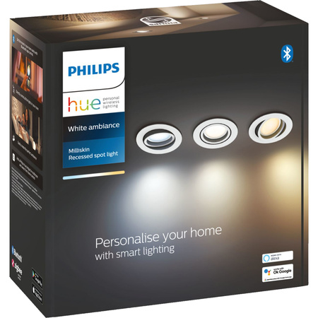 LED Milliskin Einbaumontage 3x 4.2W CCT Rund Beweglich Weiß PHILIPS HUE Bluetooth