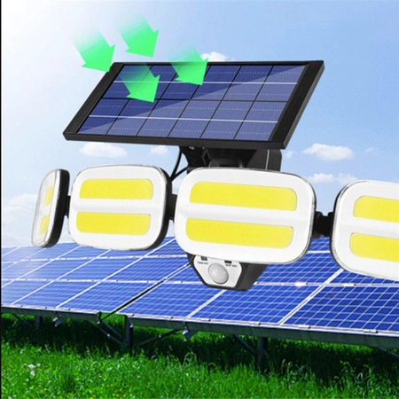 LED Solarstrahler 4x COB LED 20W 800lm Kalt IP65 Bewegungssensor + Fernbedienung