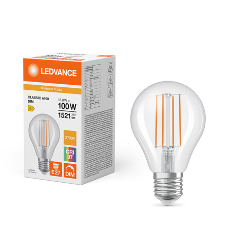 LED Lampen A67 E27 13.8W = 100W 1521lm 2700K Warmweiß FILAMENT DIMMABLE LEDVANCE