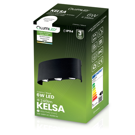 Wandleuchte Außen, Garten-Wandleuchte IP54 6W nach oben und unten KELSA LUMILED
