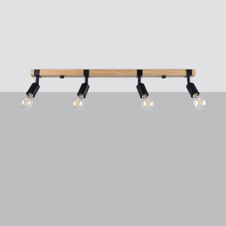 ZUCA 4 4xE27 Schwarz Holz Modern SOLLUX Deckenleuchte