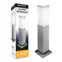 Gartenleuchte quadratische Säule 1x E27 45cm silber IP44