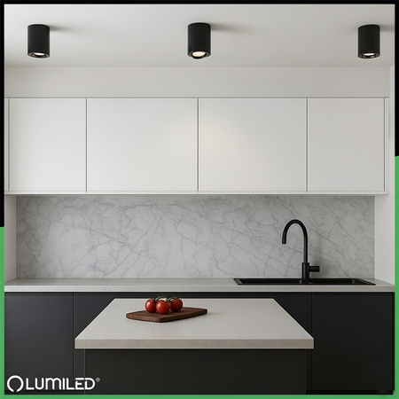 Aufbauröhre HALOGEN Spot Moving LUNDO GU10 LUMILED Rund Schwarz 80mm