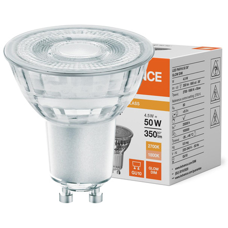 LED-Reflektorlampe GU10 PAR16 4.5W = 50W 350lm 1800-2700K Warm 36° Dimmbar Ledvance