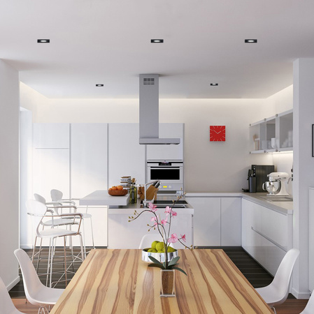 Einbauleuchte HALOGEN GU10 MR16 Quadratisch Schwarz CASSIO LUMILED + LED-Lampe GU10 6W = 60W 580lm Kalt