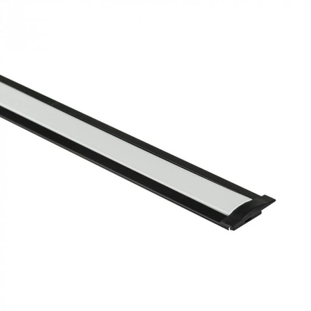 Unterputz-Aluminium-LED-Profil Schwarz 1m mit Milchglasschirm für LED-Streifen + Kappen Ecolight P-Serie