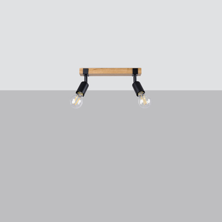 ZUCA 2 2xE27 Schwarz Holz Modern SOLLUX Deckenleuchte