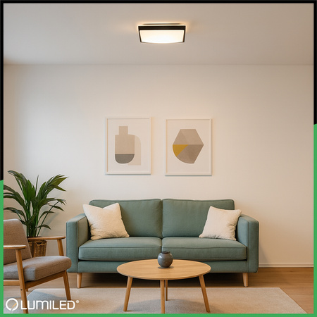 LED-Deckensegel 2x E27 DUALIO Quadratisch IP44 30cm LUMILED