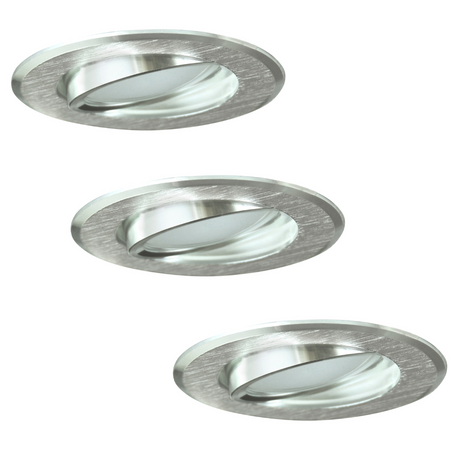 3x SUN OLAL Deckeneinbauleuchte silber gebürstetes Aluminium GOLDLUX (Polux) + LED GU10 3,5W