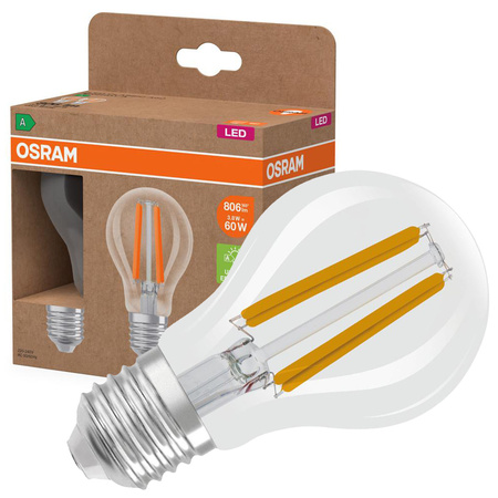 2x LED-Glühbirne A60 E27 3.8W = 60W 806lm 4000K Neutral 320° Filament CLASSIC ENERGY EFFICIENCY Osram