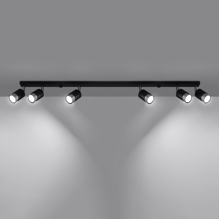 NERO Deckenleuchte 6xGU10 Reflektor Halogen Leuchte Beweglich 117cm Schwarz Chrom SOLLUX