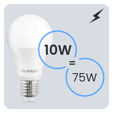 LED-Lampe E27 A60 10W = 75W 1100lm 3000K Warm 260° LUMILED