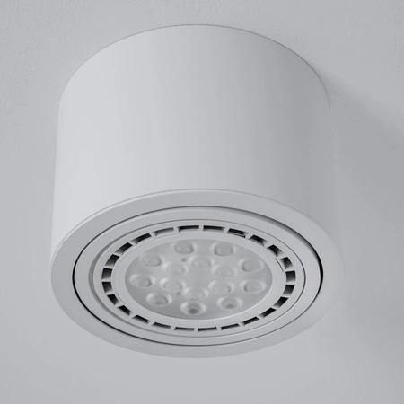 Halogen-Aufbauleuchte GU10, AR111 Aufbauspot 100mm beweglich Runde Tube Weiß TELES LUMILED