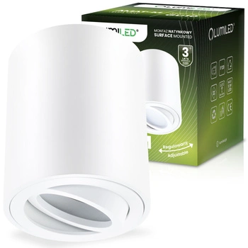 Halogen-Aufbauleuchte GU10, Aufbauspot 84mm beweglich Runde Tube Weiß AMAT-M LUMILED