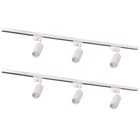 Stromschienen-Kit 1-Phasen-Schiene + 6x GU10 Reflektor Weiß PARIS Sanico Goldlux