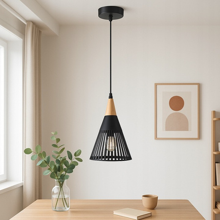 Masterled E27 Schwarz-Braun Hira Pendelleuchte für die Decke