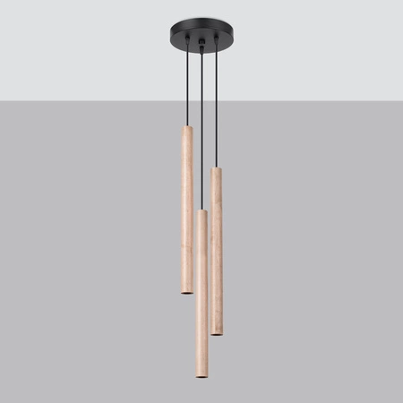 PASTELO 3P 3xG9 Moderne hölzerne Pendelleuchte für die Decke SOLLUX