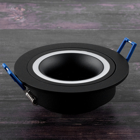 Glas-Einbaustrahler GU10, Einbauspot HALOGEN Runde Fest Schwarz TRIBUS LUMILED