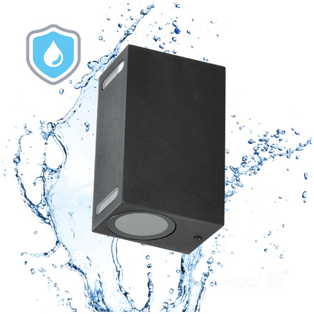 Garten Außenwandleuchte 2x GU10 IP54 Schwarz Querk Kobi