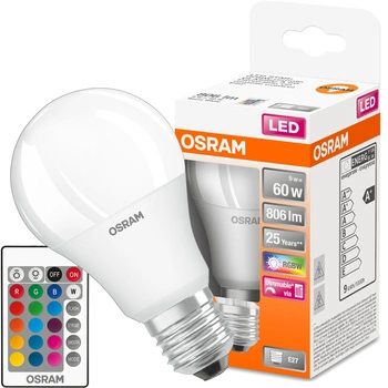 LED-Lampe E27 A60 9W = 60W 806lm RGBW 180° OSRAM Star + PILOT