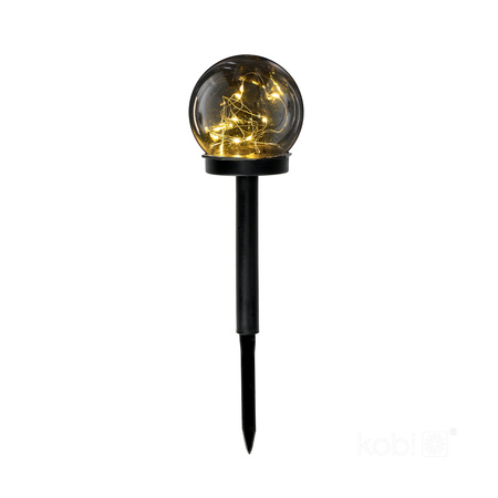 Solar Gartenmast im Freien stehend LED 3000K Warm IP44 Schwarz Kugel Kobi