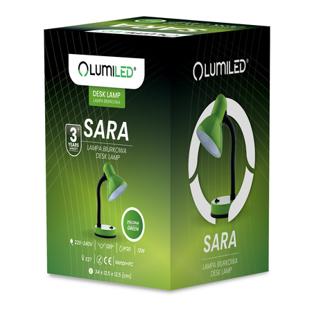 Schreibtischlampe E27, Tischlampe Verstellbar Grün SARA LUMILED