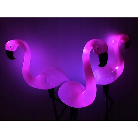 3x LED SOLAR betriebene Gartenlampe Flamingos 54cm
