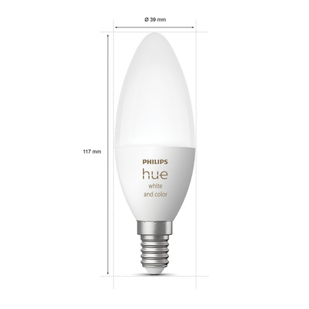 LED Kerze E14 B39 5.3W CCT RGB PHILIPS HUE Weiß & COLOR Ambiente Bluetooth Zigbee Glühbirne