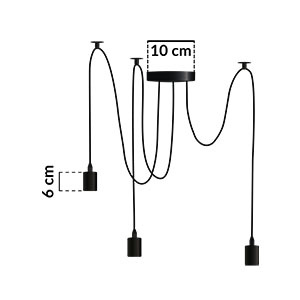 Pendelleuchte mit 3x E27-Sockeln einstellbare, Hängelampe Schwarz mit 3-fach Pendel Spinne Arane LUMILED