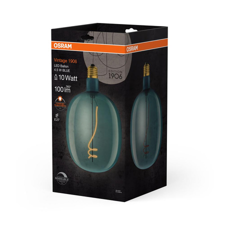 E27 BALLON Dekorative Leuchtmittel 4,5W = 10W 100lm 1600K warm 320° Filament dimmbar OSRAM Vintage 1906