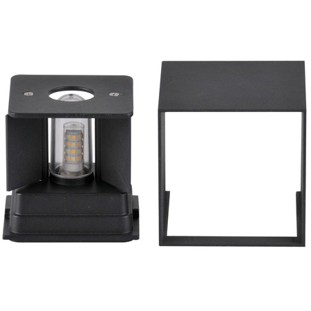 LED-Fassadenwandleuchte Schwarz G9 Außenleuchte oben/unten mit verstellbarem Leuchtwinkel KIOTO GOLDLUX (Polux) + LED-Leuchtmittel G9 5W 6500K Cold Lumiled