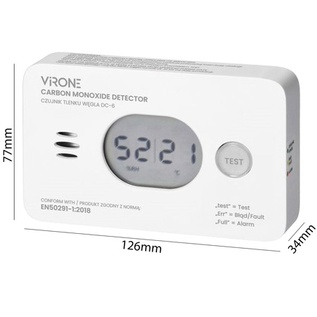 Kohlenmonoxid-Detektor mit Thermometer und Luftfeuchtigkeitssensor Batteriebetrieben
