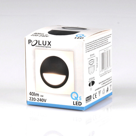 LED-Garteneinbau-Treppenleuchte 3W 40lm IP44 4000K schwarz Q5 GOLDLUX (Polux)