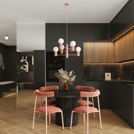 Kronleuchter Pendelleuchte 6x G9 Aluminium Pfirsich Halo Französisch Himmel SL.1838 Sollux