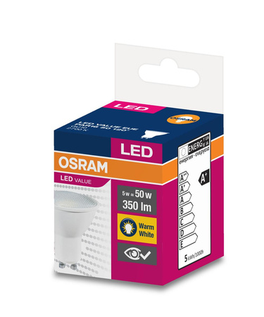 GU10 LED Leuchtmittel 4,5W = 35W 350lm 2700K Warm 120° OSRAM Value