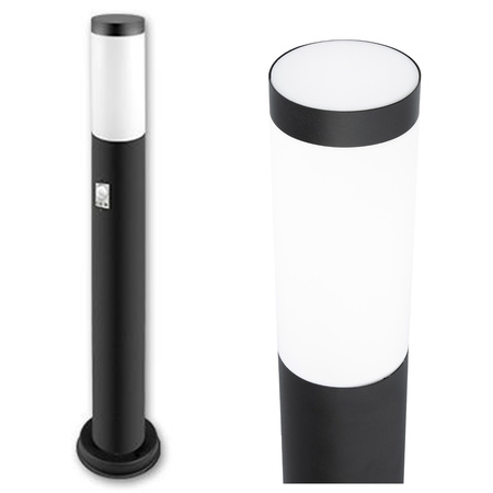 Außengartenlampe E27 BLACK POST 65 cm mit Bewegungs- und Dämmerungssensor