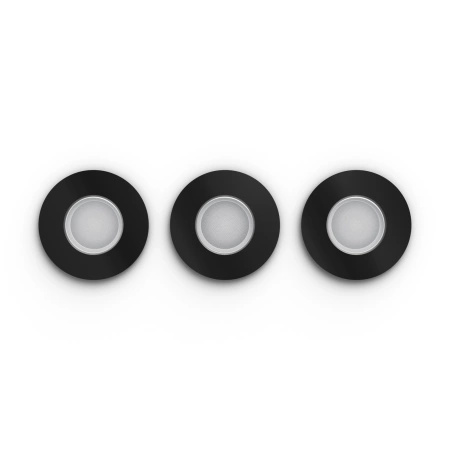 LED Xamento 3x 4.2W IP44 CCT RGB Circular Schwarz PHILIPS HUE Bluetooth Badeinbauleuchte