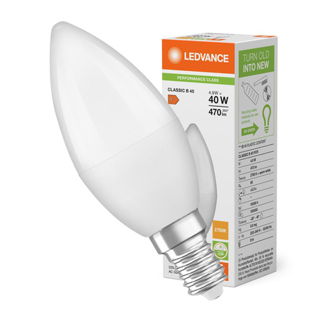 LED Lampen B37 E14 4.9W = 40W 470lm 2700K Warmweiß LEDVANCE